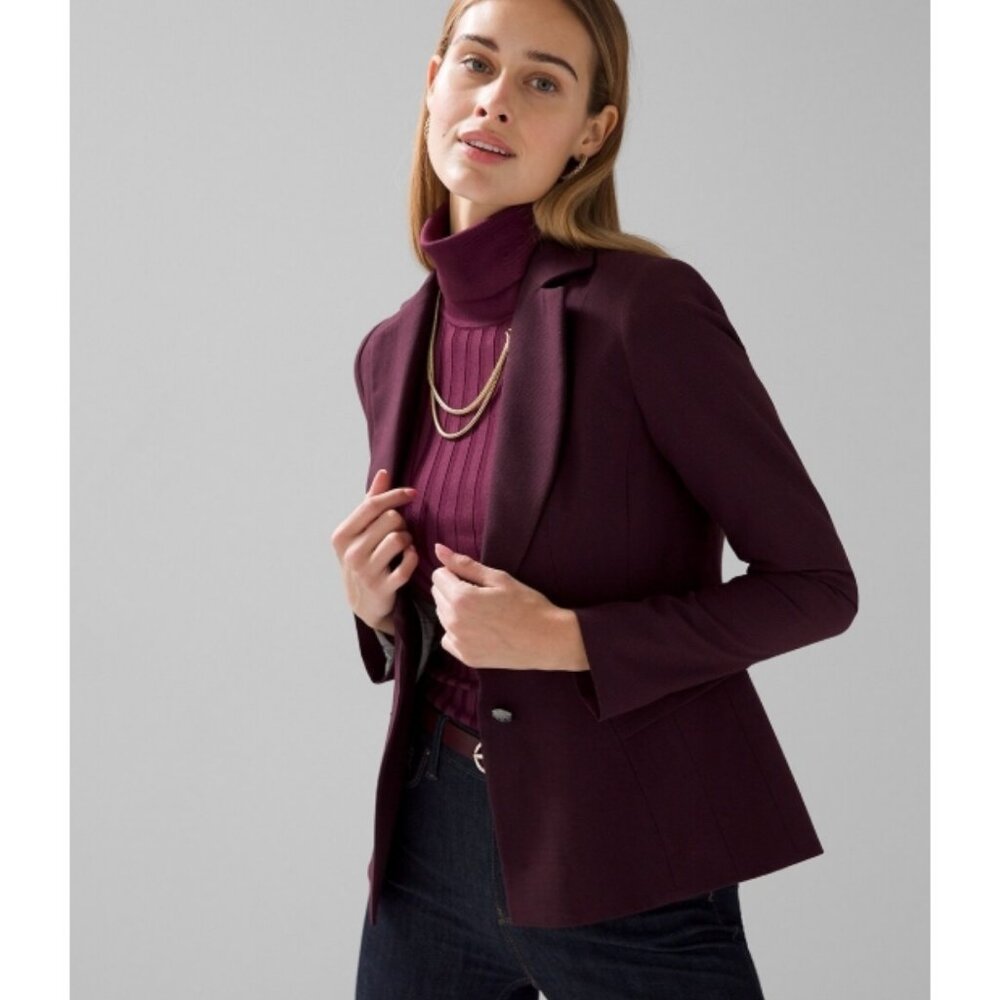 NWT - WHBM Signature Blazer, Blk/port M, Size 12 - NWT